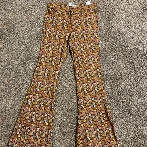 Hollister mushroom and flower flaired bottoms